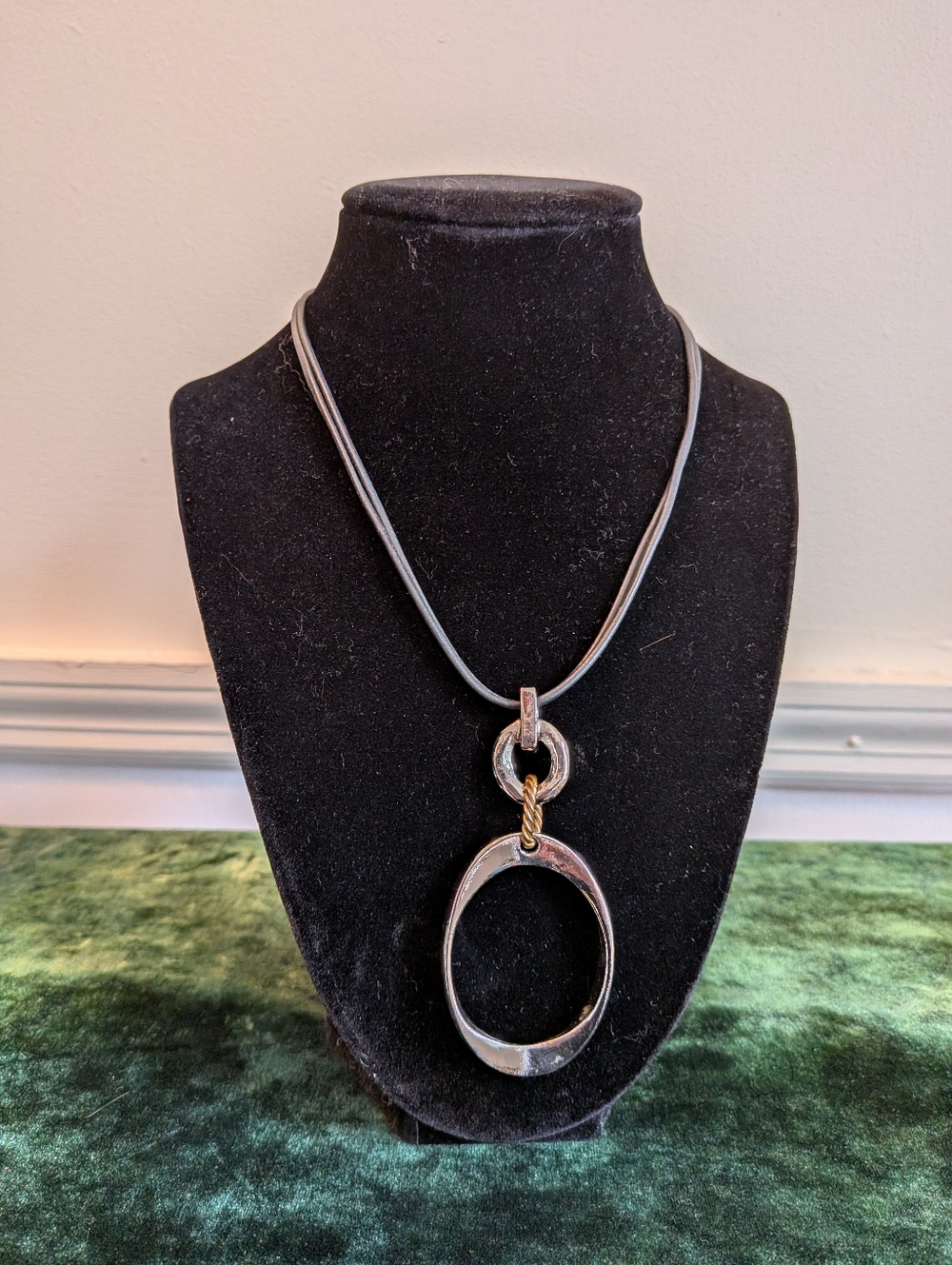 Chico's Oval Silver Toned Pendant Necklace